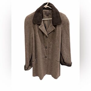 Bromley Gray Wool Blend Coat Jacket Button Front Long Women’s Size 12